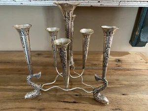 Centerpiece Edwardian Style Scroll Fluted Epergne Victorian Fish Base Read - Picture 1 of 15