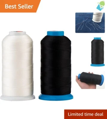 High-Performance Nylon Thread for Upholstery - 2x1500 Yards T70 in Black & White - Image 1 of 4