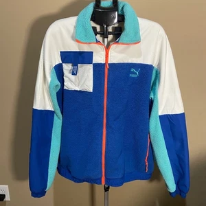 Puma International Sportswear Sherpa Fleece Jacket Full Zip Colorblock - Picture 1 of 6