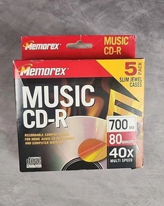 NEW 5 Sealed Blank Memorex CD-R Media Audio Record Music Data 700MB/80-Minute - Afbeelding 1 van 8