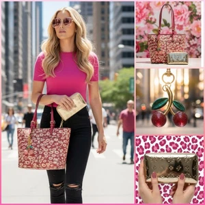 3 Stck. Michael Kors Jet Set Doppeltasche Beuteltasche & Geldbörse/Cherry Taschenanhänger - Bild 1 von 23