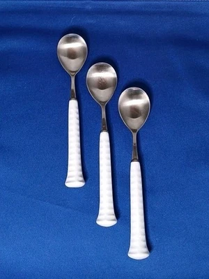 Lot of 3 Noritake Brown 18-8 Stainless Primastone Dinner Soup Spoons  - Image 1 of 4