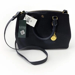Lauren Ralph Lauren Leather Satchel Blue NWT - Picture 1 of 10