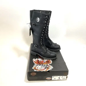 NUEVAS Botas de Motocicleta Harley SZ10 Mujer Madera de Haya Calavera Negras Impermeables D87283-10 - Imagen 1 de 7