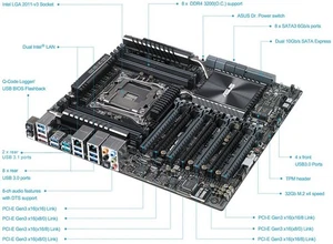 Asus X99-E WS/USB3.1 LGA2011-V3 ATX Motherboard DDR4 XMP SLI + I/O Shield - Picture 1 of 2