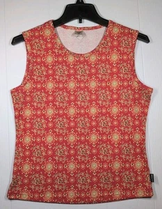 Vintage Prana Y2K ärmelloses Tanktop rot Blumen Grafik Größe M Made in USA - Bild 1 von 7