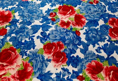 1 Yd Pioneer Woman Heritage Floral Blue & Red Cotton Fabric David Textiles - Image 1 of 4