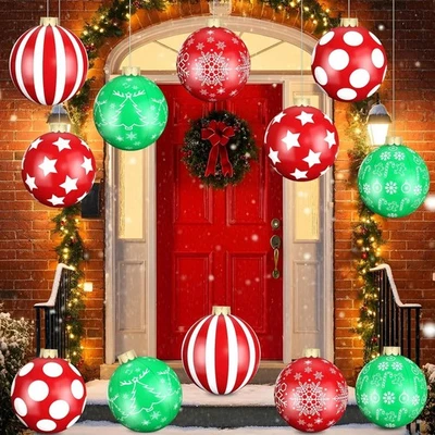 12 Pack Large Christmas Balls, 9 Inch Inflatable Christmas Ornaments for Outdoor - Image 1 of 4