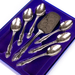 Stainless Steel Silverware - 6 Teaspoons & Cake Server. 7 pcs Cutlery Set - Picture 1 of 2