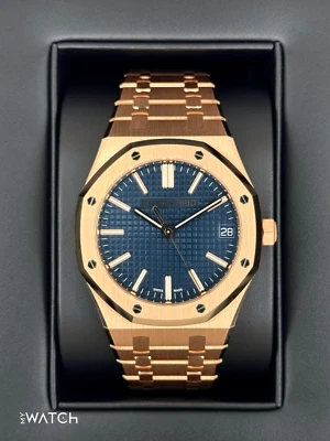 NUEVO 2025 Audemars Piguet Royal Oak 41 mm 15510OR esfera azul oro rosa Foto 1 de 4