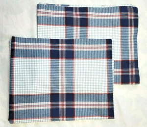 2 Tommy Hilfiger Red White Blue Tartan Check Plaid Shams Standard Cotton 29x24 - Picture 1 of 9