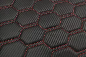 CARBON 3D AUDI HONEYCOMB NEGRO - ROJO coche cuero sintético acolchado - Imagen 1 de 4