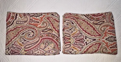 2 fundas de almohada Ralph Lauren Orson KING cachemira roja verde naranja borgoña Foto 1 de 4