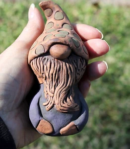 NEU Handarbeit Ton Wichtel Skulptur Figur Keramik Pottery Volkskunst primitiv - Bild 1 von 5