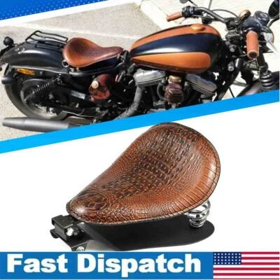 Motorcycle Alligator Solo Seat for Harley Springer Chopper Bobber Softail Dyna Foto 1 de 4