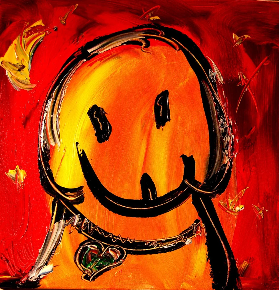 HERMOSO PERRO ORIGINAL PINTURA AL ÓLEO ESTIRADA IMPRESIONISTA CONTEMPORÁNEA FGNHNN Foto 1 de 1