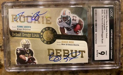 2006 Upper Deck Rookie Debut Draft Link Auto #DDL-34 Ronnie Brown/Reggie Bush  - Image 1 of 2