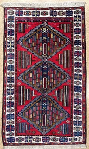 Hand-Knotted Antique Balouch Tribal Wool Geometric Oriental Area Rug 3'9" x 6'2" - Picture 1 of 11