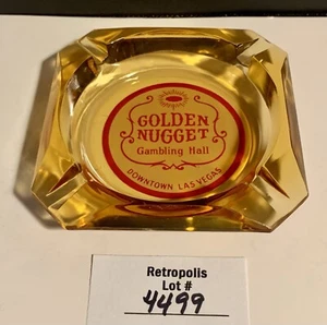 VINTAGE Golden Nugget Gambling Hall Casino Ashtray Las Vegas Nevada Amber Red - Picture 1 of 11