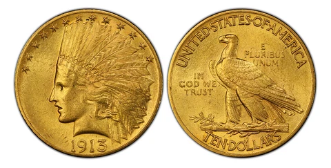 1913 AV $10, Eagle. PCGS MS62 Saint-Gaudens Philadelphia IGWT KM 130 Cover