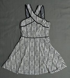 Express Dress Sleeveless Halter Top Black White Size 8