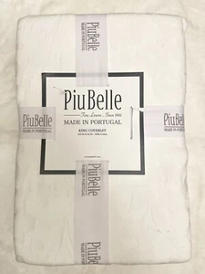 PiuBelle King White Coverlet 100% Luxury Textured Cotton Made in Portugal NEW - Picture 1 of 7