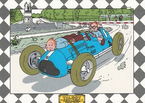 EXEM carte repro affiche hommage Tintin 2018 talbot bleue - Imagen 1 de 2