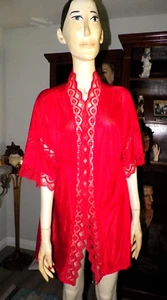 VTG FREDERICK'S OF HOLLYWOOD RED LACE ROBE COVER UP LINGERIE SZ M - Picture 1 of 12