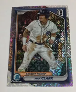 2024 Bowman Mega Box MAX CLARK Chrome Mojo Refractor Prospect Card Tigers - Picture 1 of 2