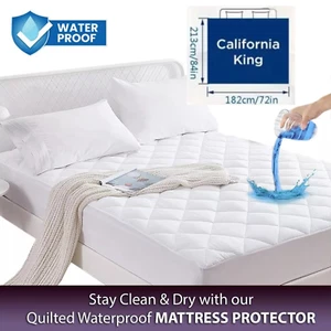 Protector de colchón 100 % impermeable almohadilla de colchón colchón acolchado California King - Imagen 1 de 13