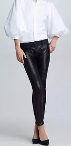 Neu mit Etikett Ralph Lauren Black Label Damenjeans Leder vorne MOTO. Größe 26X30. 1595 $ - Bild 1 von 12