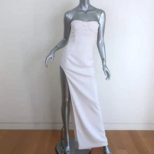 MONOT Tube Slit Dress White Crepe Size 2 Strapless Maxi Dress - Picture 1 of 8