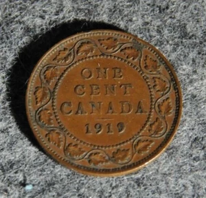 1919 Canadian UK British King George V Cent - Picture 1 of 2
