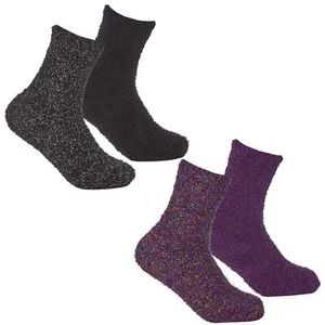 4 Pairs of Ladies Cosy Glitter Slipper Socks Soft Fluffy Lounge Sock Winter Gift - Picture 1 of 3