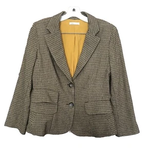 VINCE Womens Academic Brown Houndstooth Wool Blend 2 Button Career Blazer Jacket - Picture 1 of 4