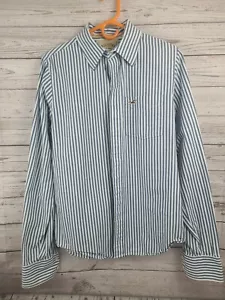 Hollister Men's Medium Blue n White Striped Long Sleeve Button Down Shirt Wow - Picture 1 of 18