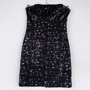 Vestido Banana Republic Mujer 12 PETITE Negro Lentejuelas Difusas Forrado Fiesta Cóctel - Imagen 1 de 8