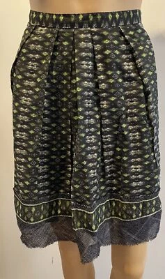 NWT $295 Cynthia Steffe Black/Green Box Pleat Print Skirt SZ 6 - Image 1 of 4