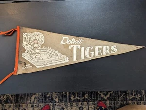 MLB 1950s Detroit tigers brigg Stadium full size Pennant - Bild 1 von 8
