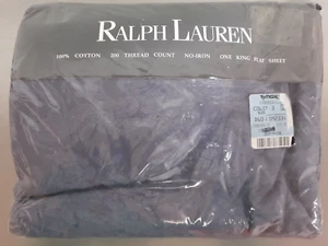 Ralph Lauren Vintage Avery Patriot Blue King Flat Sheet New Old Stock 1990's - Picture 1 of 2