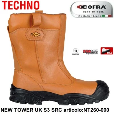STIVALE ANTINFORTUNISTICA COFRA NEW TOWER UK S3 SRC pelle stampata idrorepellent