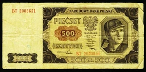 POLEN. 500 Zlotych 1948. 140. - Picture 1 of 2