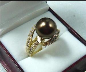Fashion Women's 12mm South Sea Shell Pearl  Jewelry Ring Size 6 7 8 9  k04