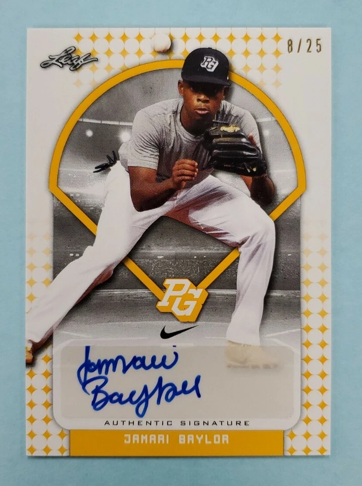 2018 Leaf Perfect Game Jamari Baylor Auto Yellow #BA-JB3 Card /25 - Image 1 of 2