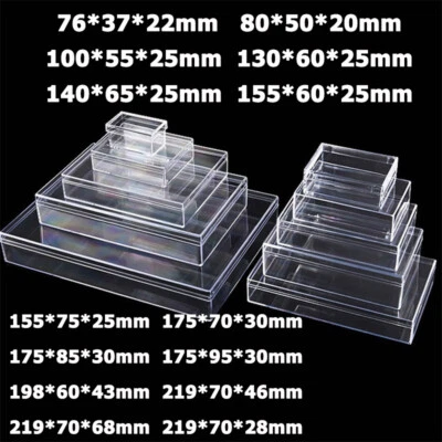 Rectangle Clear Plastic Boxes Storage Organiser Crafts Beads Jewellery Case Lid - Image 1 of 4