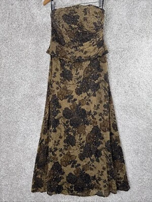 Hermoso Vestido Formal Sondro Inverrary Mocha y Negro Lentejuelas Sin Tirantes Foto 1 de 4