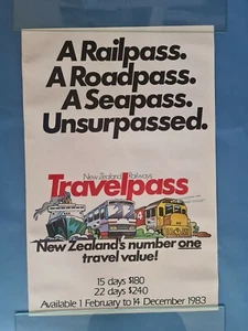 Rare 1983 New Zealand Railways Railpass Poster 74 x 50cms - Picture 1 of 4