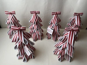 6 Frosted PEPPERMINT RIBBON CHRISTMAS TREES Target Bullseye HOLIDAY DECOR NWT - Picture 1 of 3