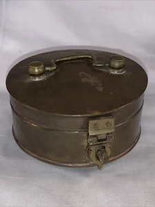 Beautiful Indian Brass Spice Box Hinged With Compartments In Copper And Brass. - Picture 1 of 15