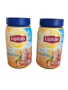 RARE Lipton Diet Iced Tea PEACH x2 Makes 10 Quarts ea 2.9 oz glass jar lot pack - Picture 1 of 5